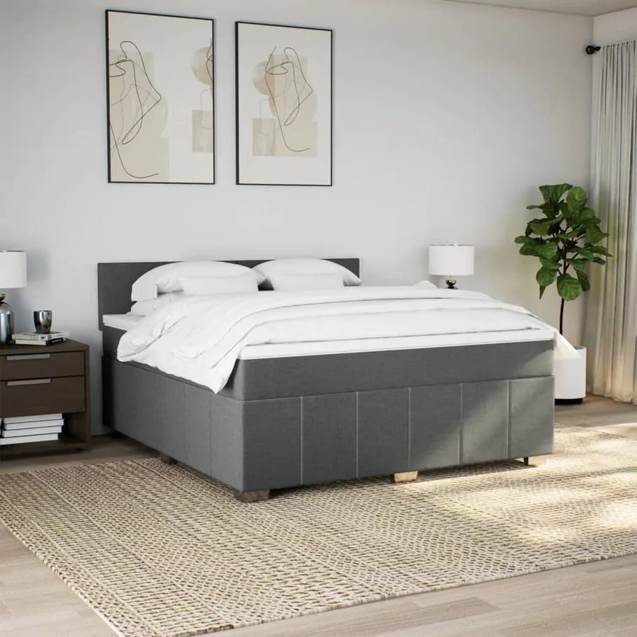Sommier à lattes de lit avec matelas Gris foncé 180x200cm Tissu - 4