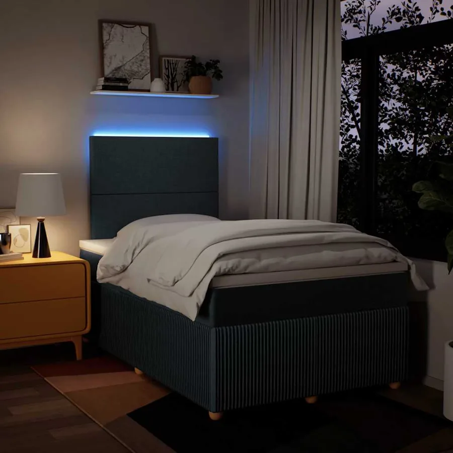 Sommier à lattes de lit avec matelas Bleu 120x200 cm Tissu - 4