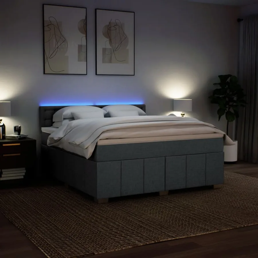 Sommier à lattes de lit avec matelas Gris foncé 180x200cm Tissu - 5
