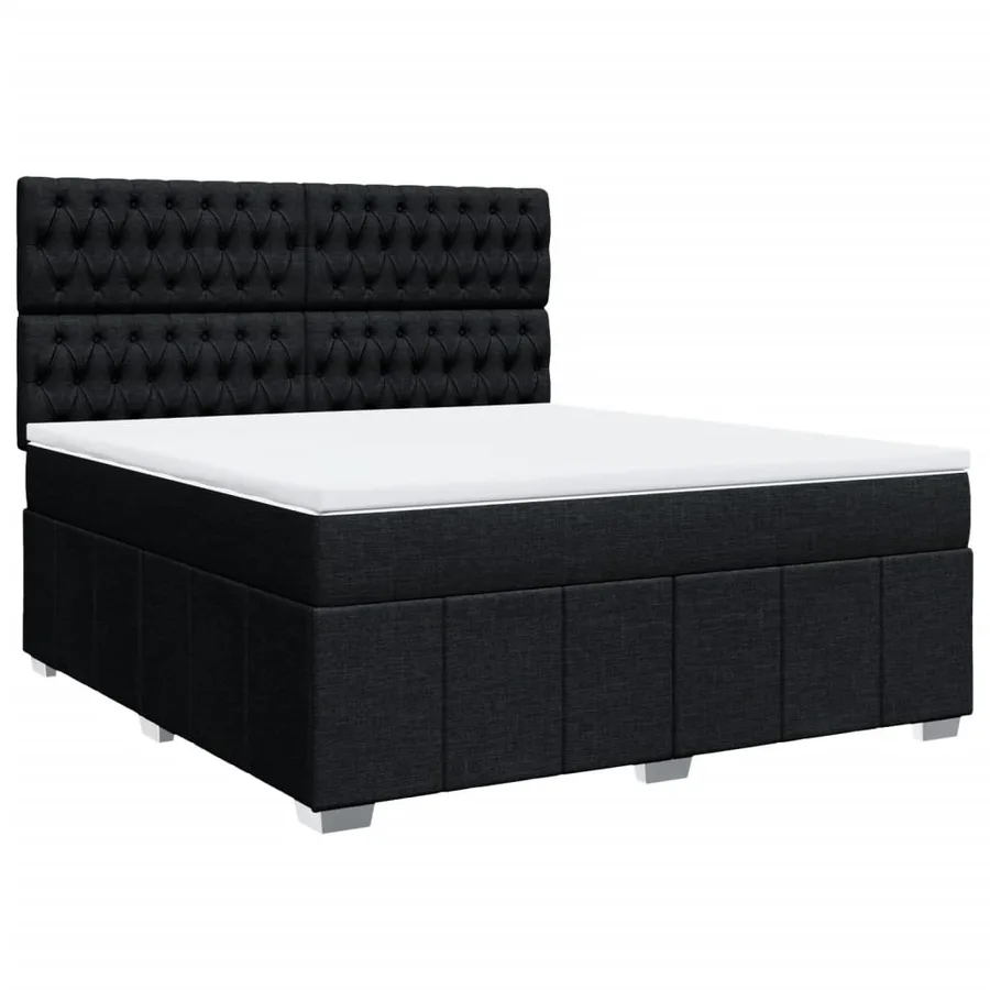 Sommier à lattes de lit avec matelas Noir 180x200 cm Tissu - 2
