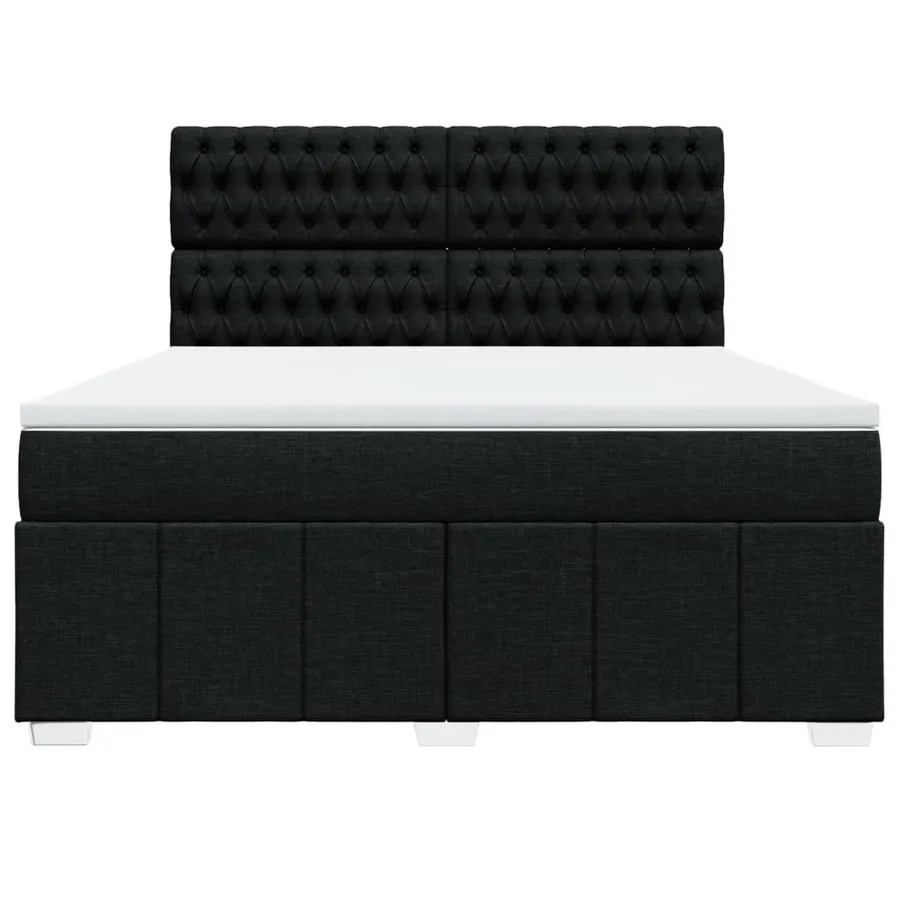 Sommier à lattes de lit avec matelas Noir 180x200 cm Tissu - 4