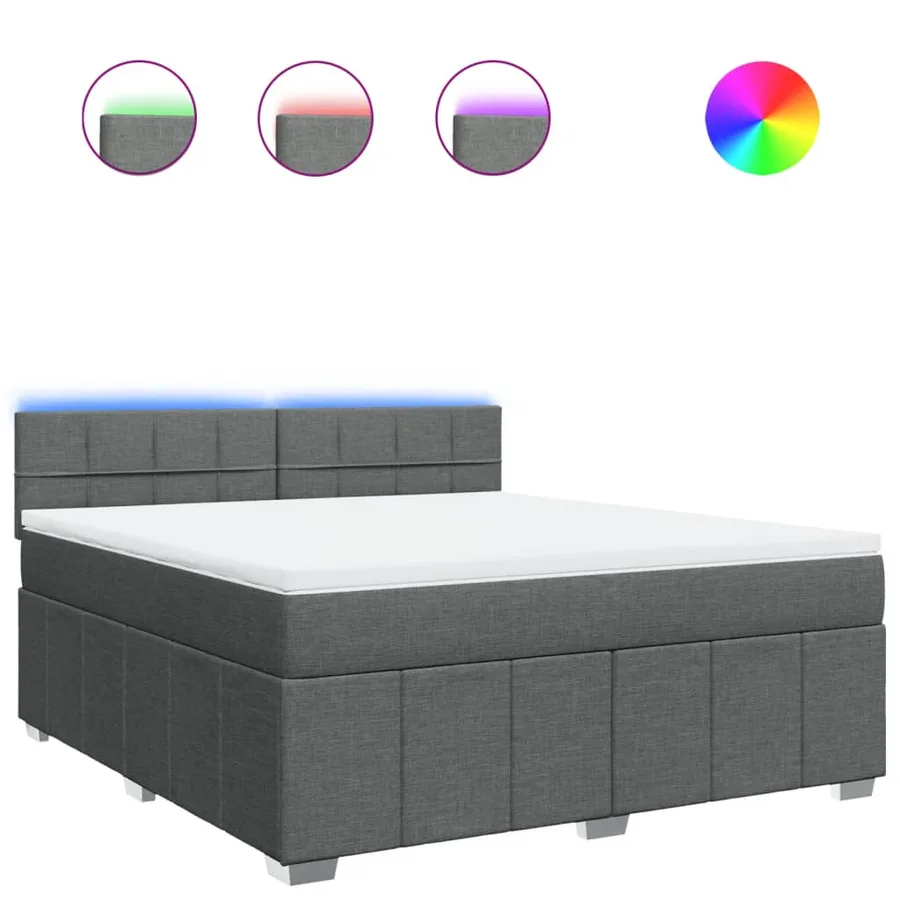 Sommier à lattes de lit avec matelas Gris foncé 180x200cm Tissu - 2