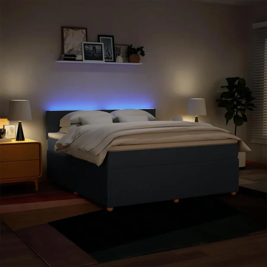 Sommier à lattes de lit avec matelas Bleu 180x200 cm Tissu - 5