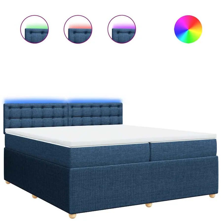 Sommier à lattes de lit avec matelas Bleu 200x200 cm Tissu - 2