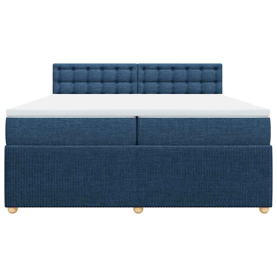 Sommier à lattes de lit avec matelas Bleu 200x200 cm Tissu - 6