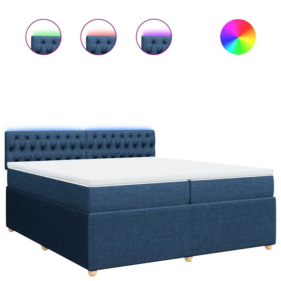 Sommier à lattes de lit avec matelas Bleu 200x200 cm Tissu - 2