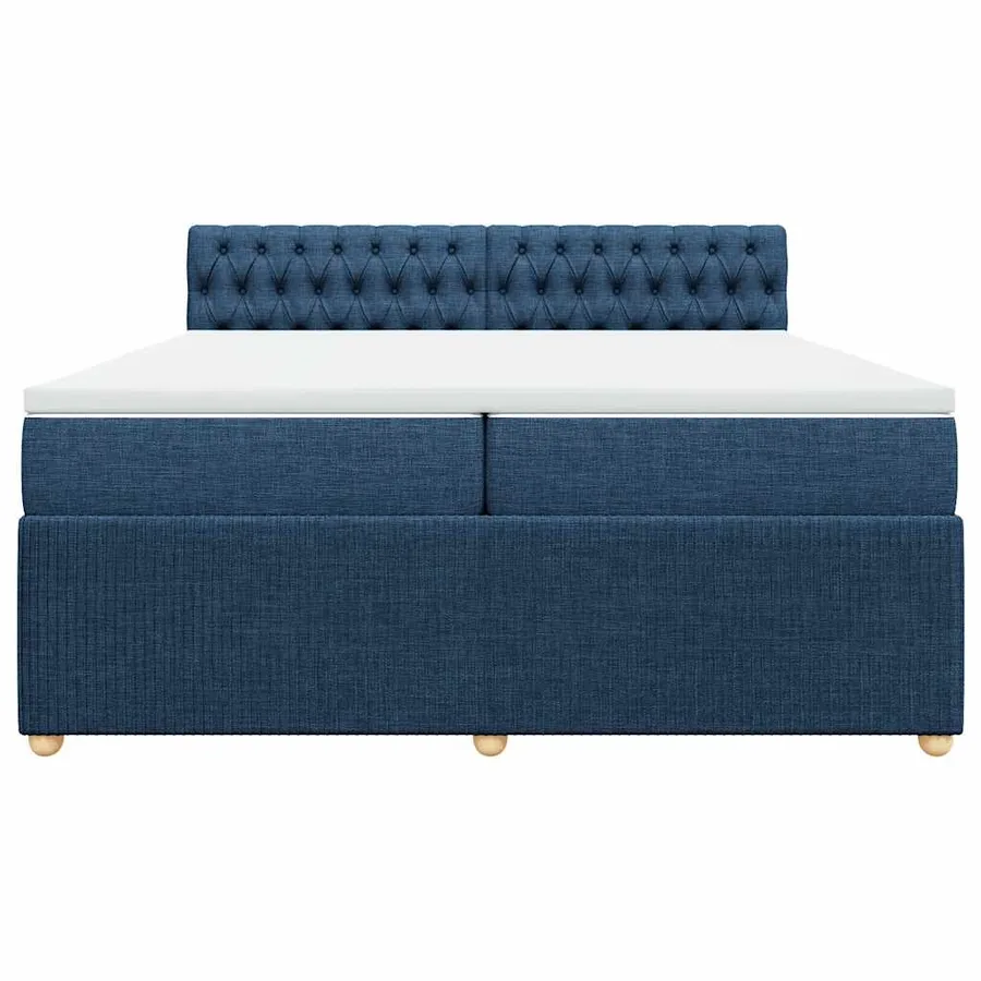 Sommier à lattes de lit avec matelas Bleu 200x200 cm Tissu - 6
