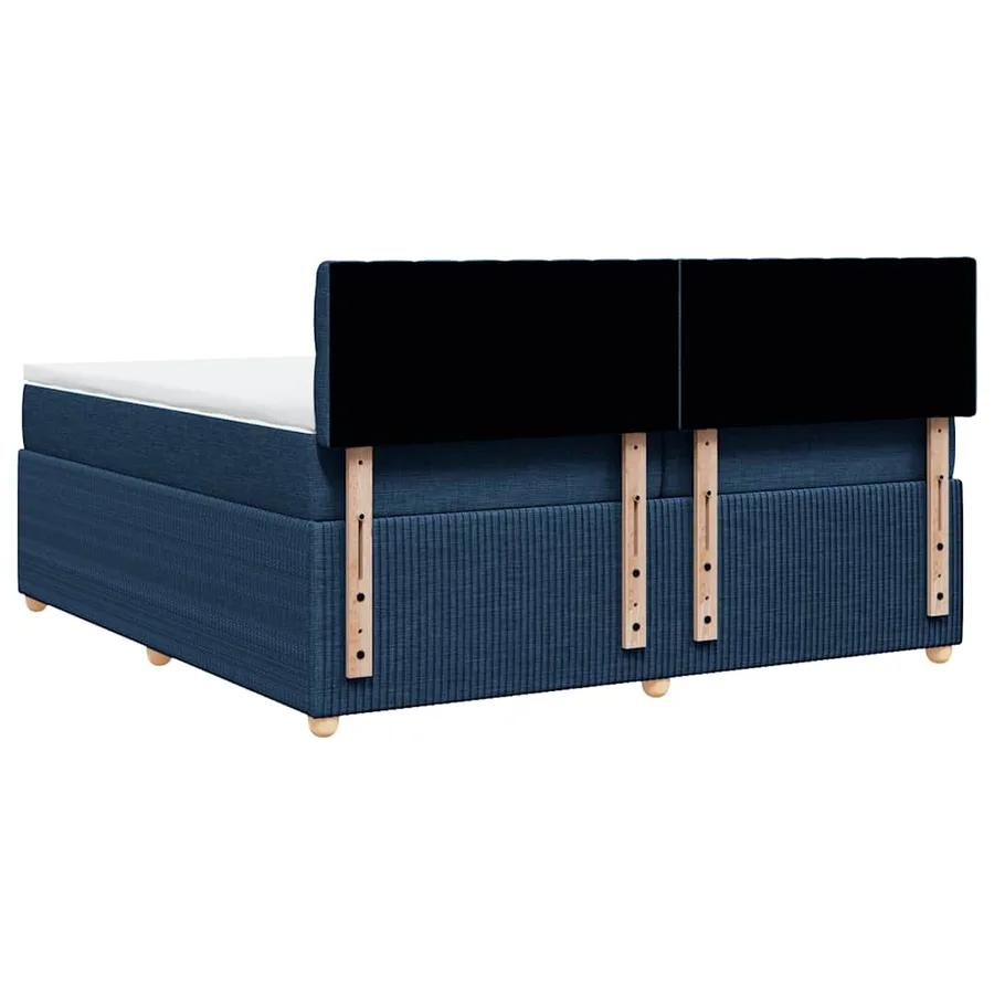 Sommier à lattes de lit avec matelas Bleu 200x200 cm Tissu - 8