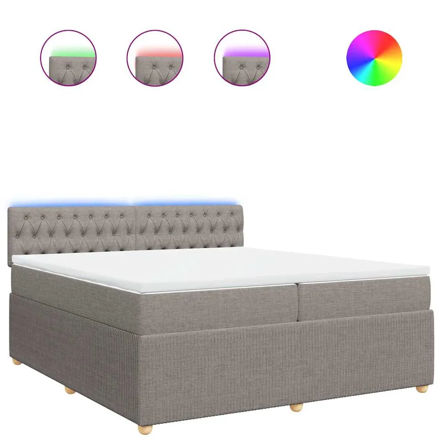 Sommier à lattes de lit avec matelas Taupe 200x200 cm Tissu - 2