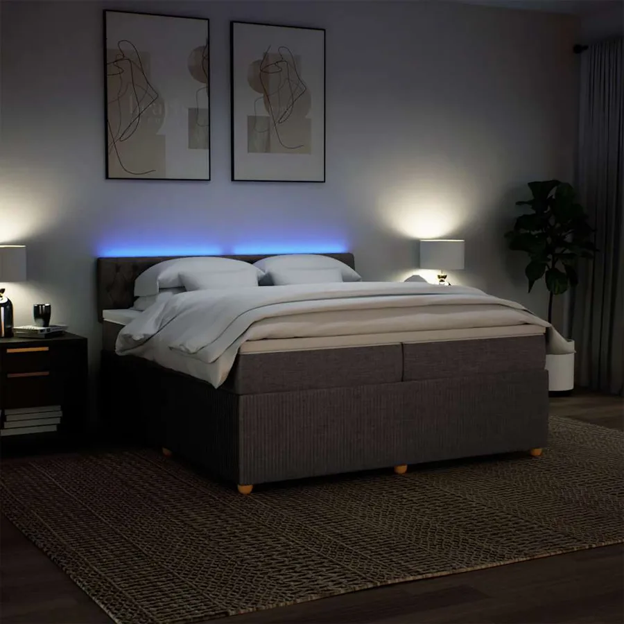 Sommier à lattes de lit avec matelas Taupe 200x200 cm Tissu - 5
