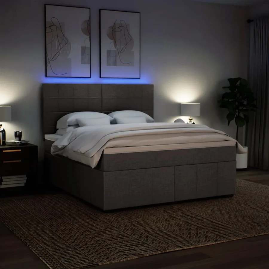 Sommier à lattes de lit avec matelas Taupe 180x200 cm Tissu - 4