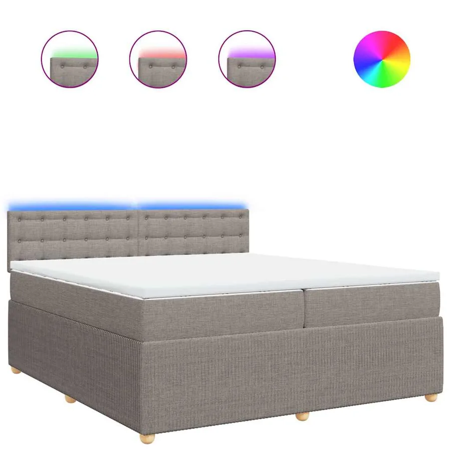 Sommier à lattes de lit avec matelas Taupe 200x200 cm Tissu - 2