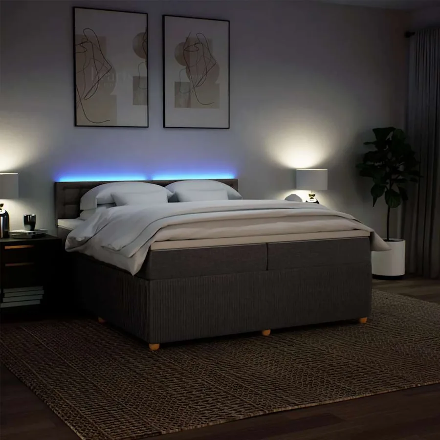 Sommier à lattes de lit avec matelas Taupe 200x200 cm Tissu - 5