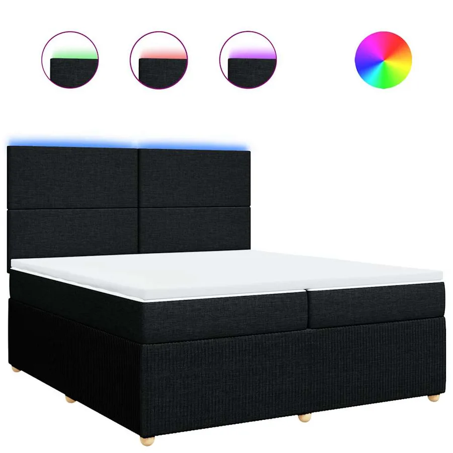 Sommier à lattes de lit avec matelas Noir 200x200 cm Tissu - 2