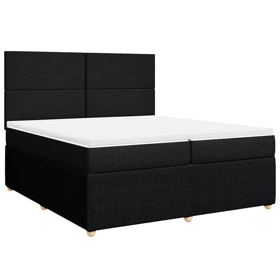 Sommier à lattes de lit avec matelas Noir 200x200 cm Tissu - 3
