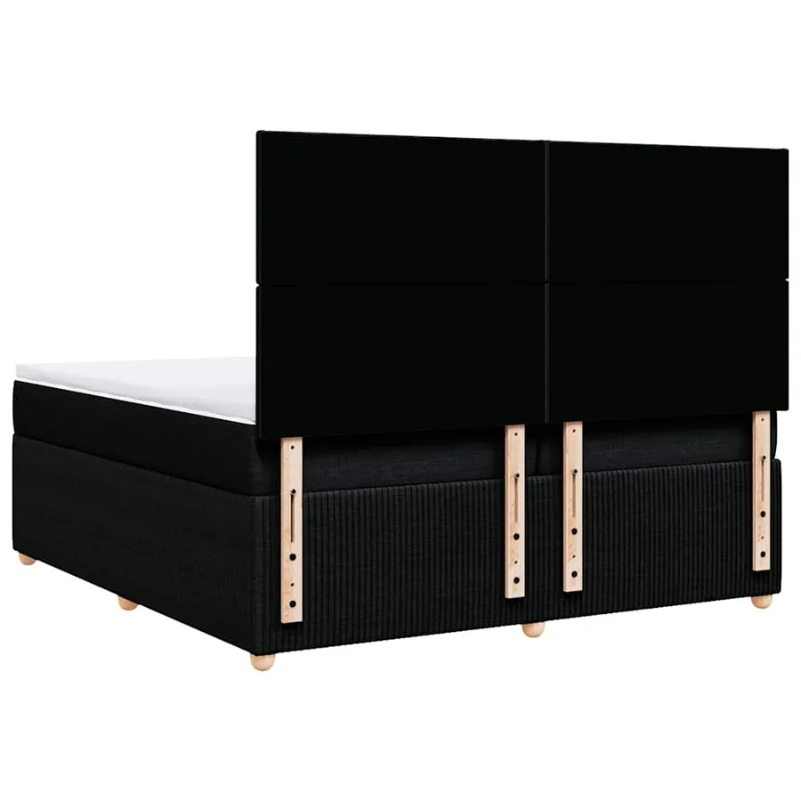 Sommier à lattes de lit avec matelas Noir 200x200 cm Tissu - 8