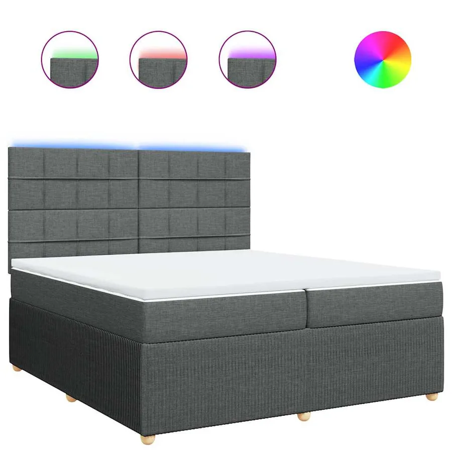 Sommier à lattes de lit avec matelas Gris foncé 200x200cm Tissu - 2