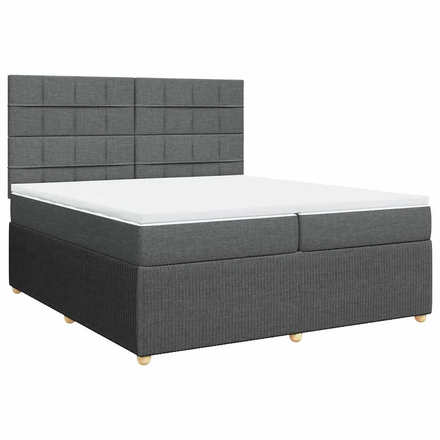 Sommier à lattes de lit avec matelas Gris foncé 200x200cm Tissu - 3