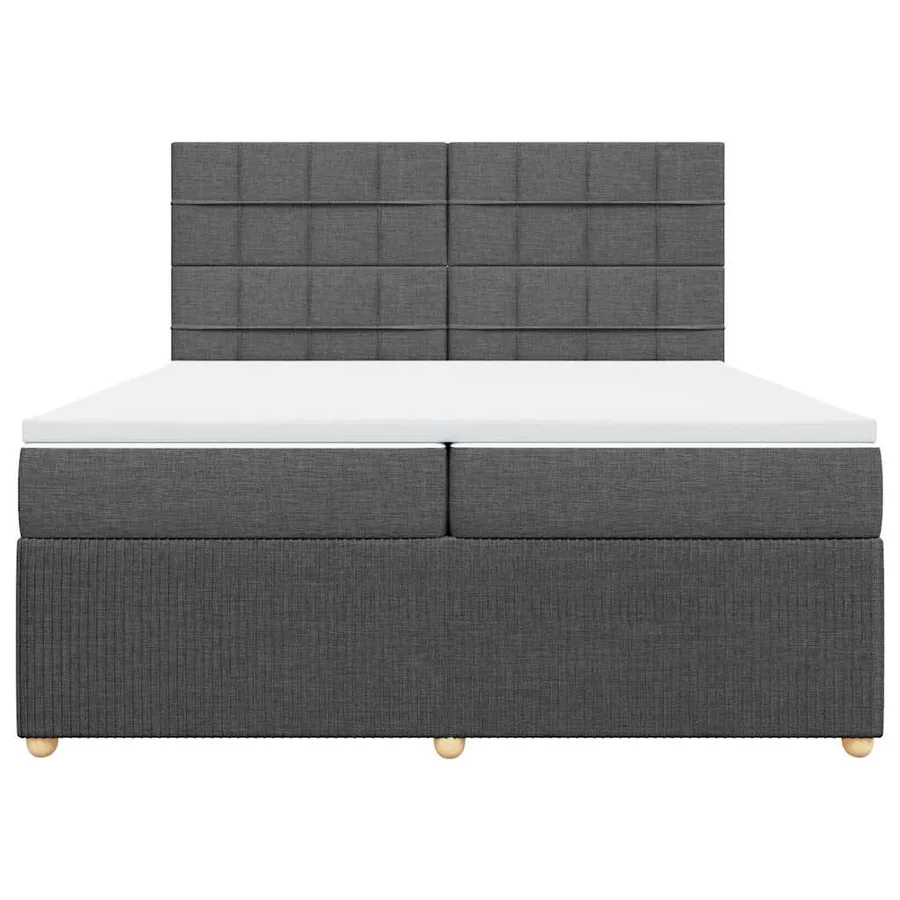 Sommier à lattes de lit avec matelas Gris foncé 200x200cm Tissu - 6