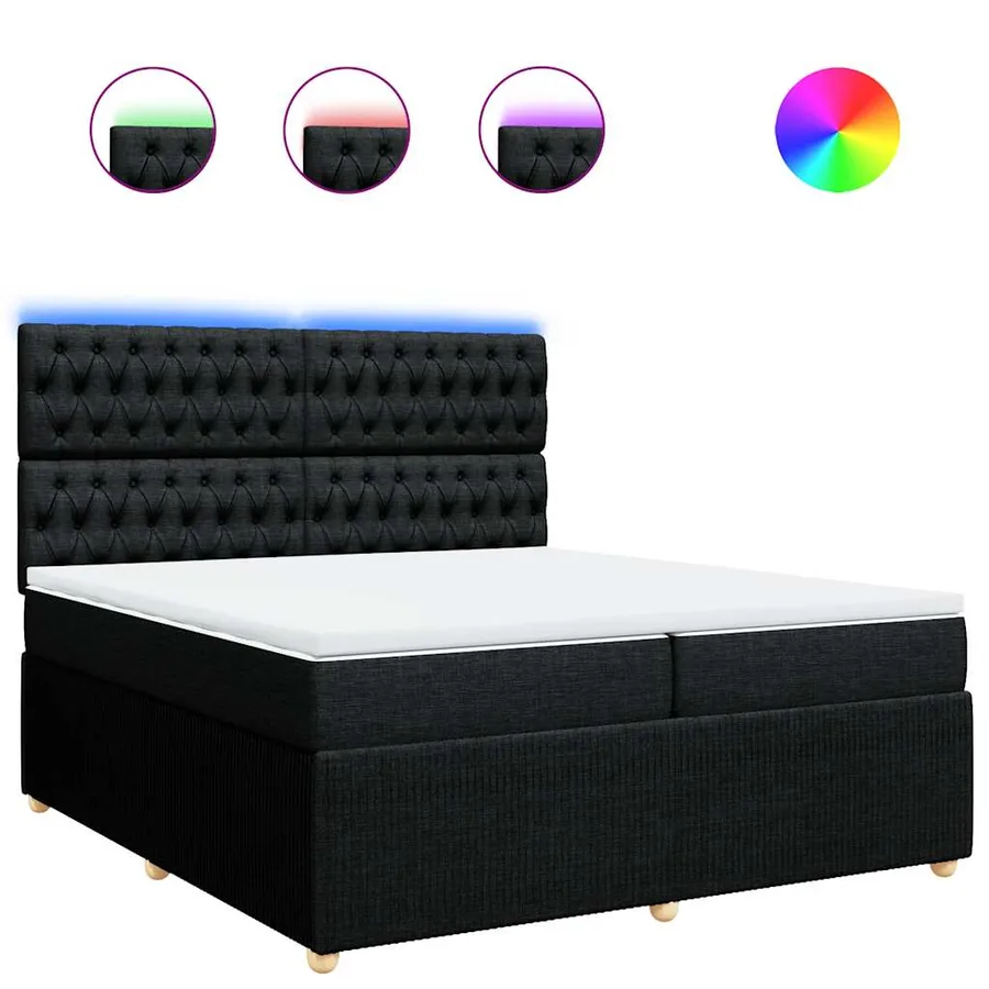 Sommier à lattes de lit avec matelas Noir 200x200 cm Tissu - 2