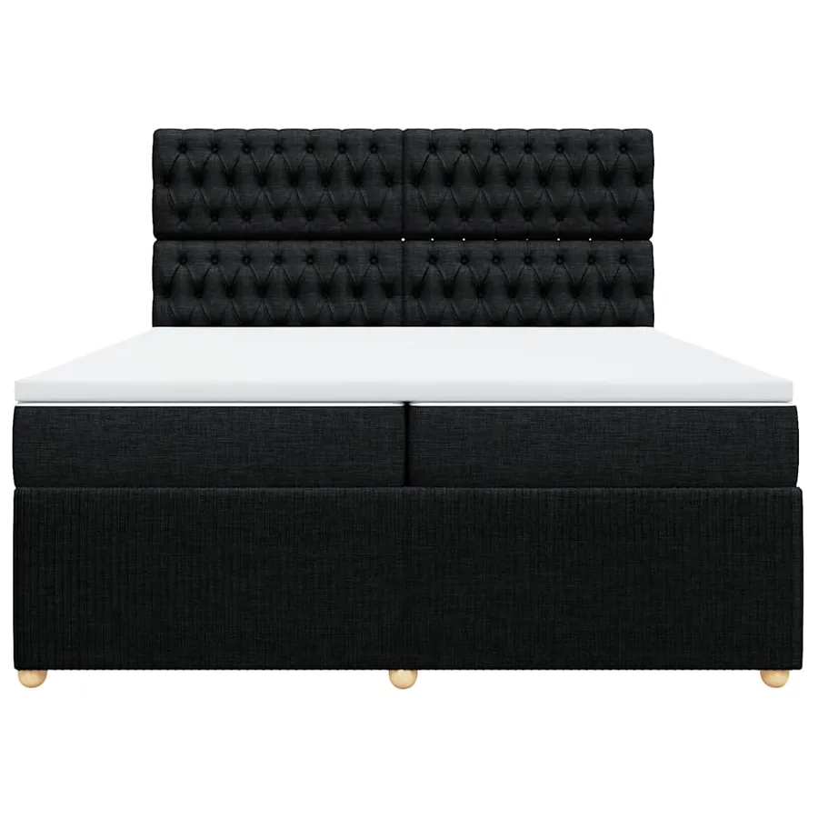 Sommier à lattes de lit avec matelas Noir 200x200 cm Tissu - 6