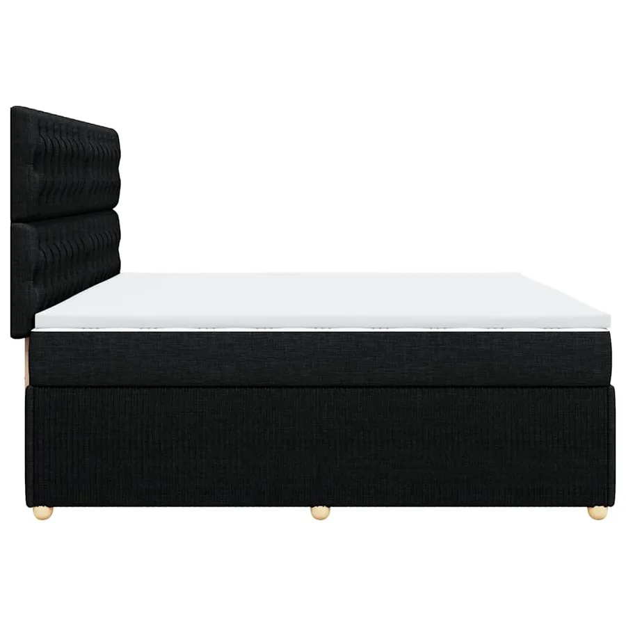 Sommier à lattes de lit avec matelas Noir 200x200 cm Tissu - 7