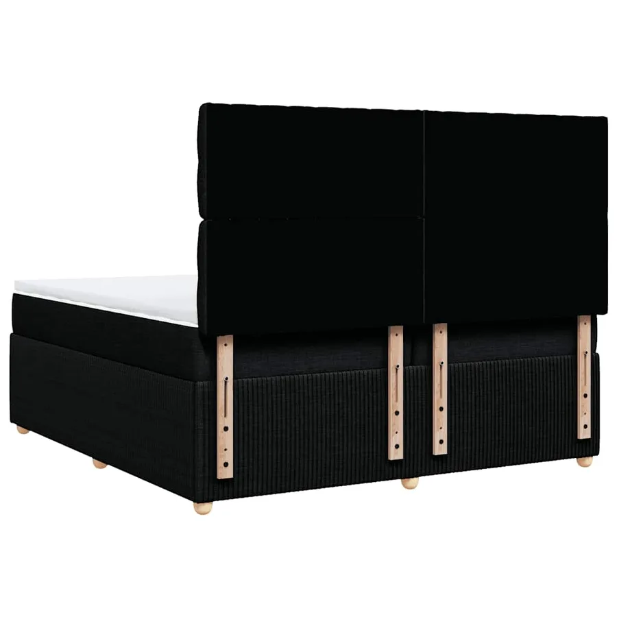Sommier à lattes de lit avec matelas Noir 200x200 cm Tissu - 8