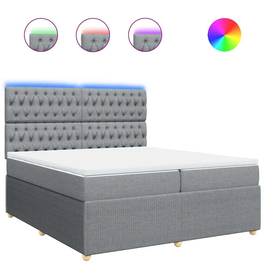 Sommier à lattes de lit avec matelas Gris clair 200x200cm Tissu - 2