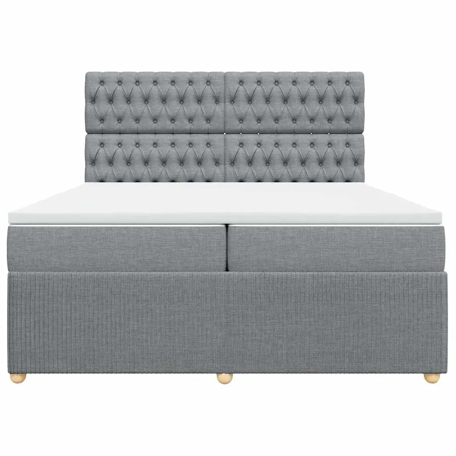 Sommier à lattes de lit avec matelas Gris clair 200x200cm Tissu - 6