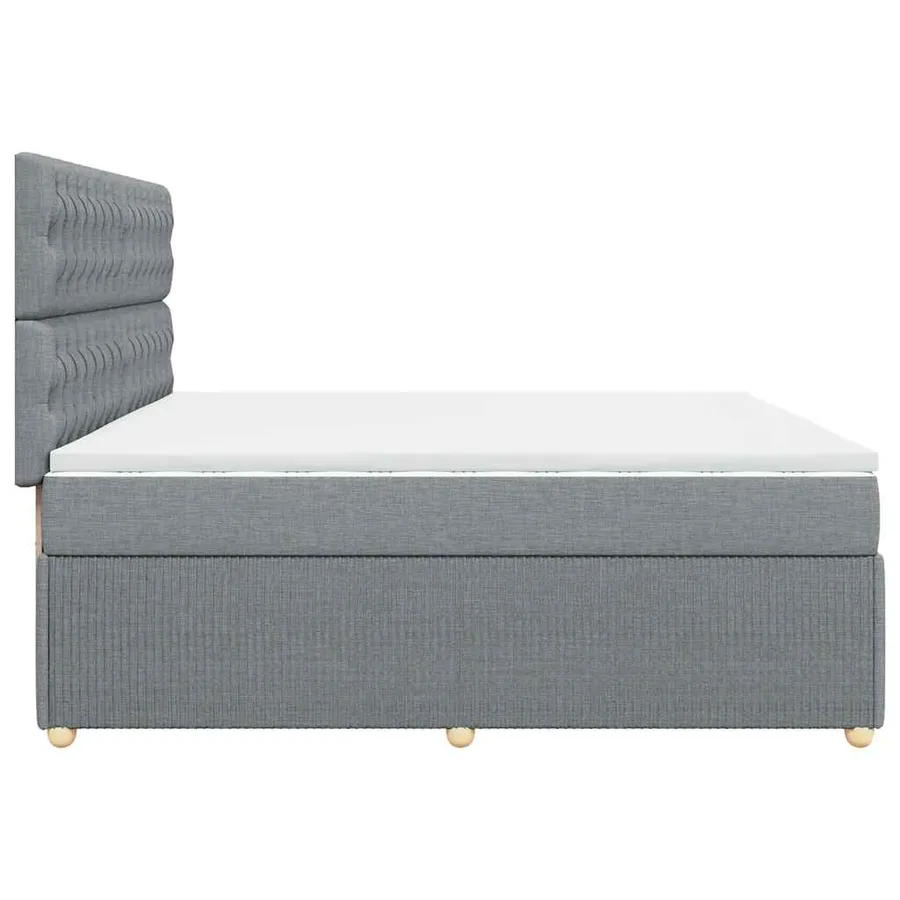 Sommier à lattes de lit avec matelas Gris clair 200x200cm Tissu - 7