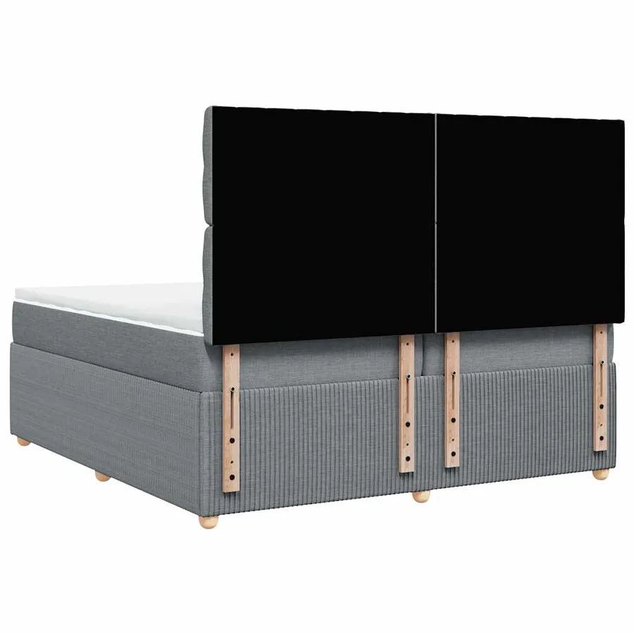 Sommier à lattes de lit avec matelas Gris clair 200x200cm Tissu - 8