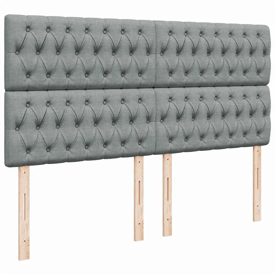 Sommier à lattes de lit avec matelas Gris clair 200x200cm Tissu - 9
