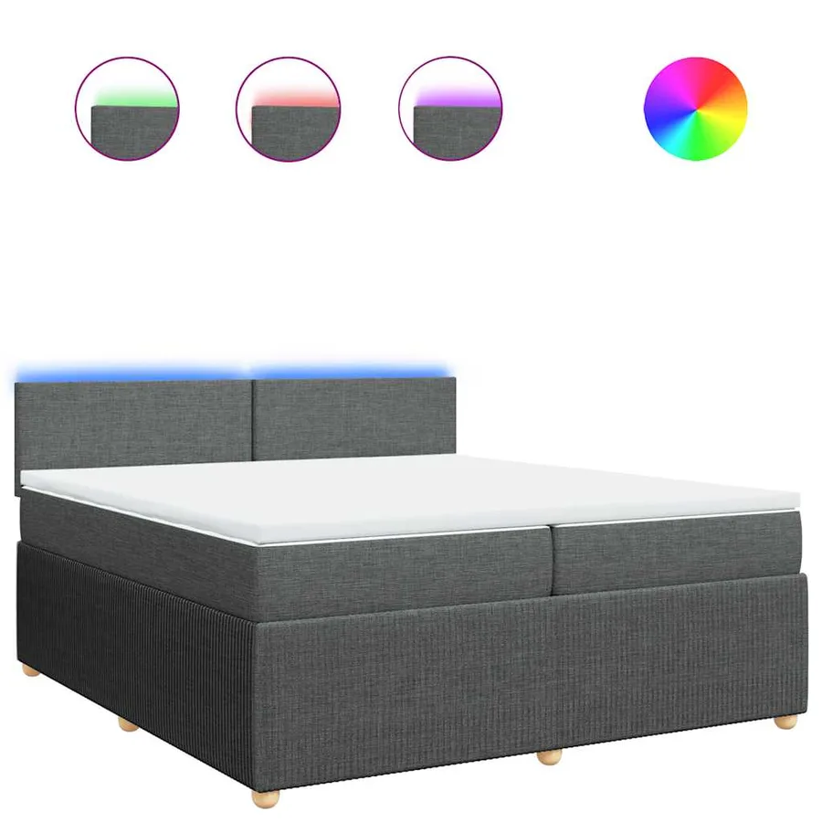 Sommier à lattes de lit avec matelas Gris foncé 200x200cm Tissu - 2