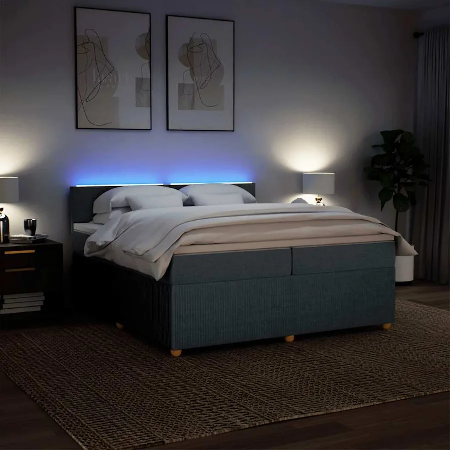 Sommier à lattes de lit avec matelas Gris foncé 200x200cm Tissu - 5