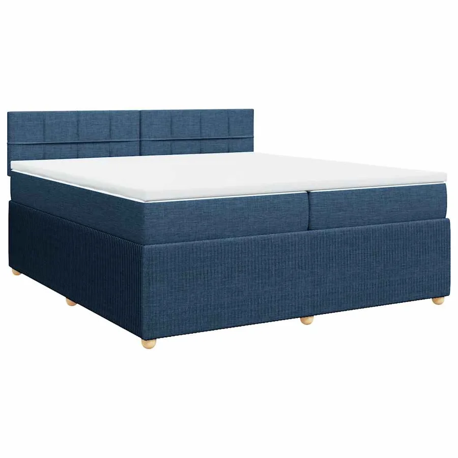Sommier à lattes de lit avec matelas Bleu 200x200 cm Tissu - 2