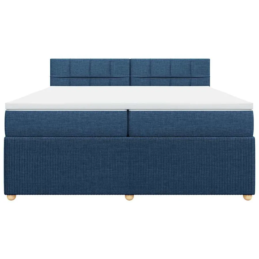 Sommier à lattes de lit avec matelas Bleu 200x200 cm Tissu - 4