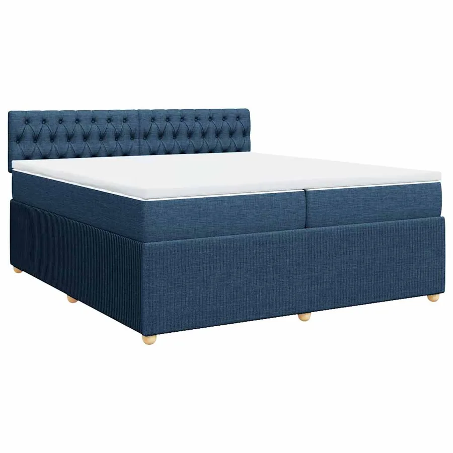 Sommier à lattes de lit avec matelas Bleu 200x200 cm Tissu - 2