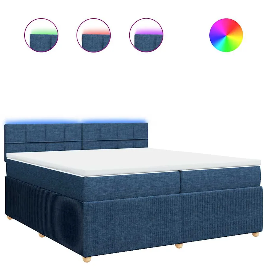 Sommier à lattes de lit avec matelas Bleu 200x200 cm Tissu - 2