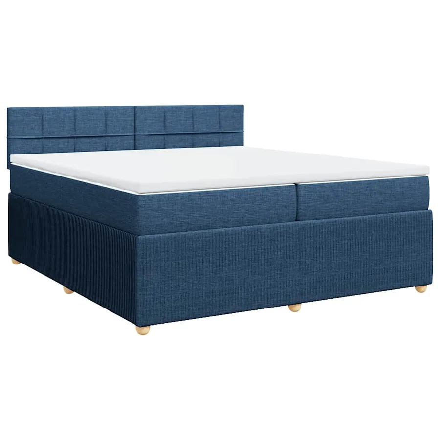 Sommier à lattes de lit avec matelas Bleu 200x200 cm Tissu - 3