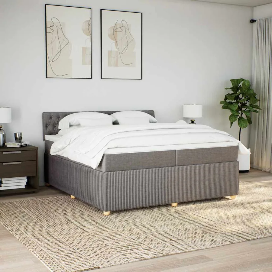 Sommier à lattes de lit avec matelas Taupe 200x200 cm Tissu - 3