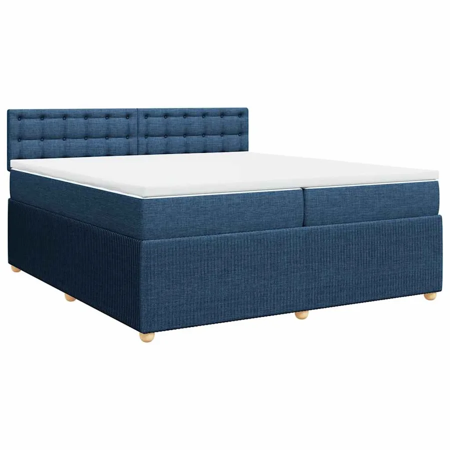 Sommier à lattes de lit avec matelas Bleu 200x200 cm Tissu - 2