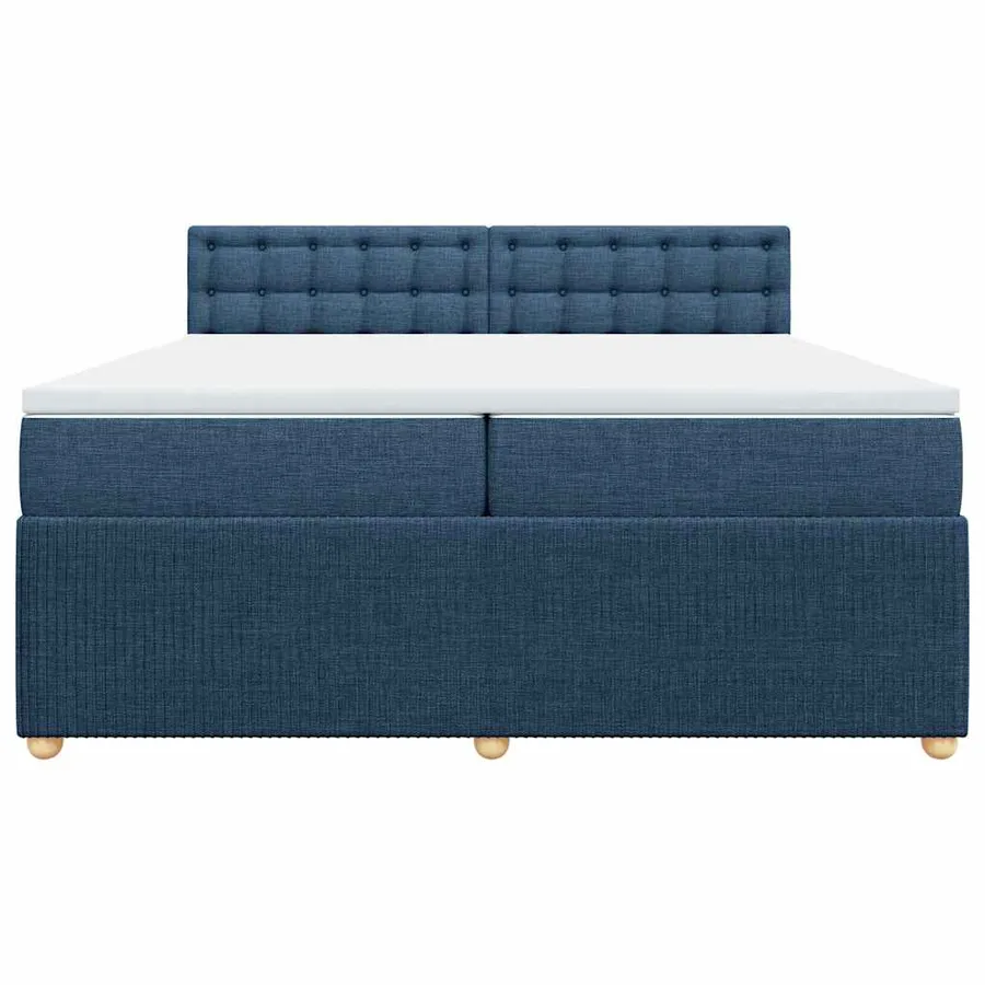 Sommier à lattes de lit avec matelas Bleu 200x200 cm Tissu - 4