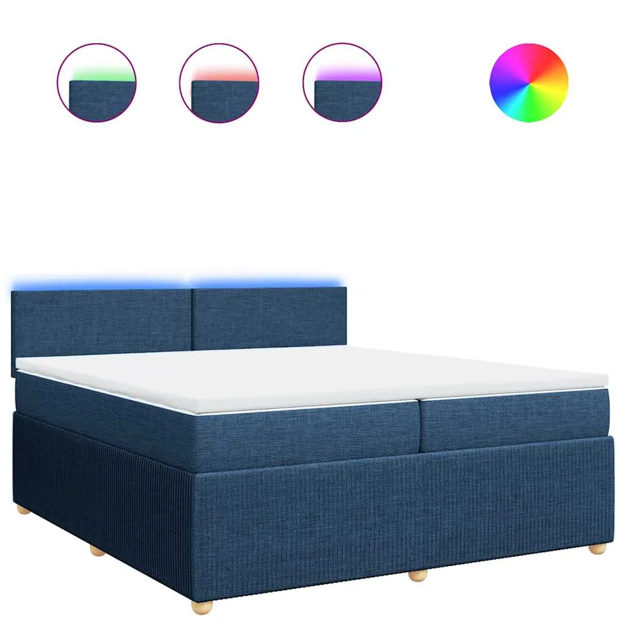 Sommier à lattes de lit avec matelas Bleu 200x200 cm Tissu - 2
