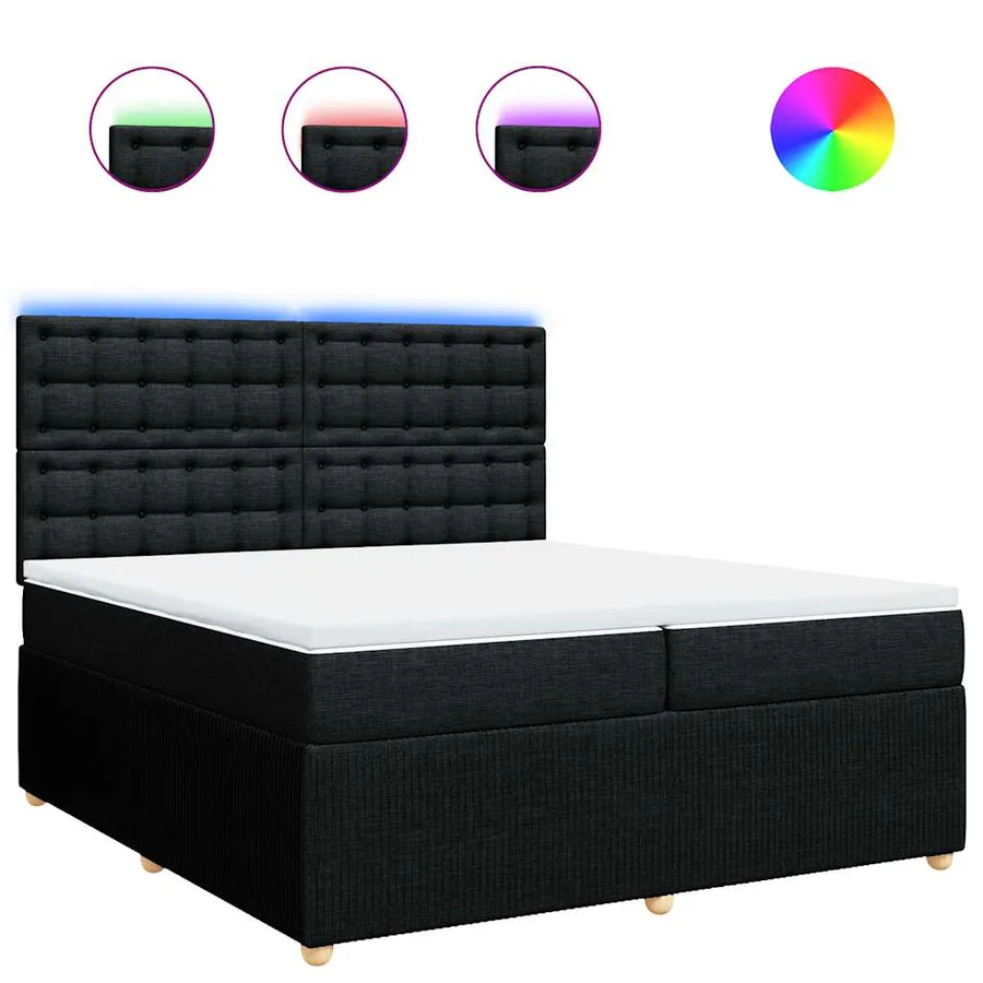Sommier à lattes de lit avec matelas Noir 200x200 cm Tissu - 2