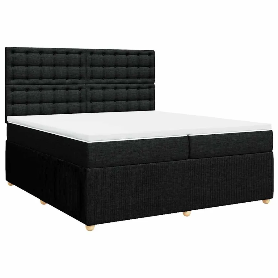 Sommier à lattes de lit avec matelas Noir 200x200 cm Tissu - 3