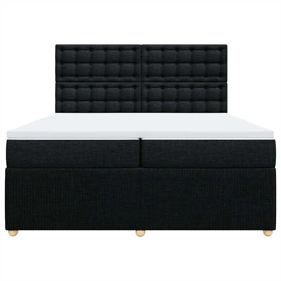 Sommier à lattes de lit avec matelas Noir 200x200 cm Tissu - 6