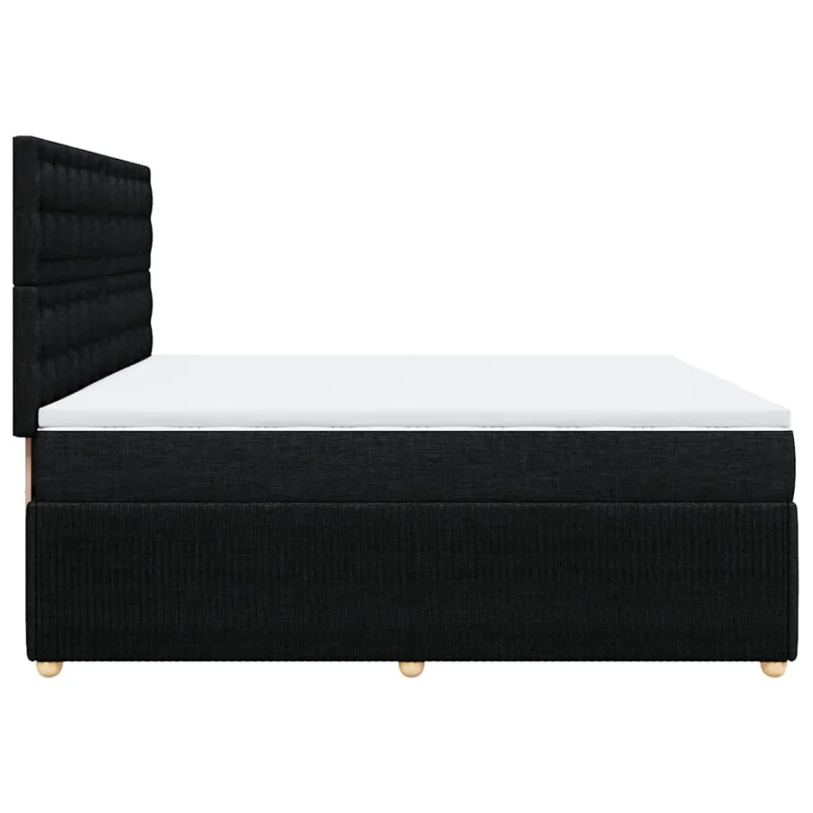 Sommier à lattes de lit avec matelas Noir 200x200 cm Tissu - 7