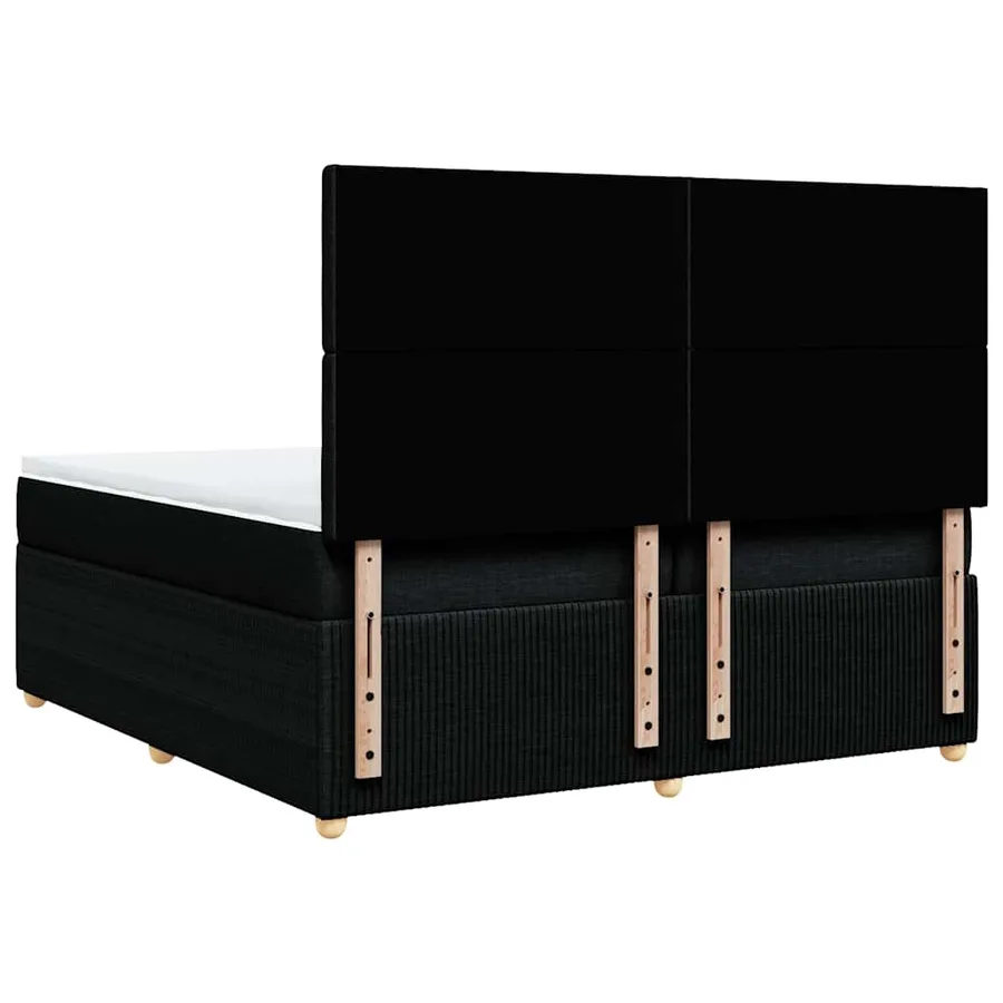 Sommier à lattes de lit avec matelas Noir 200x200 cm Tissu - 8