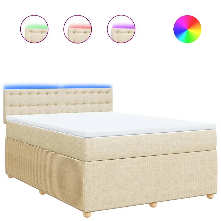 Sommier à lattes de lit avec matelas Crème 140x190 cm Tissu - 2
