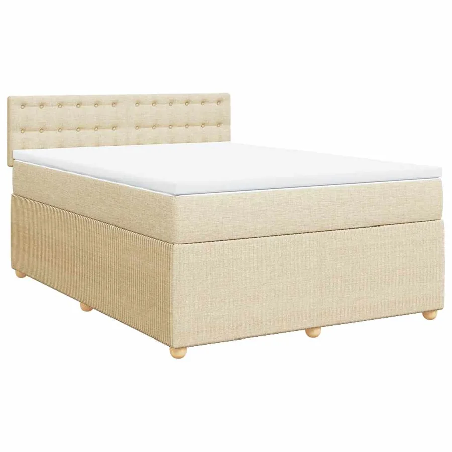 Sommier à lattes de lit avec matelas Crème 140x190 cm Tissu - 3